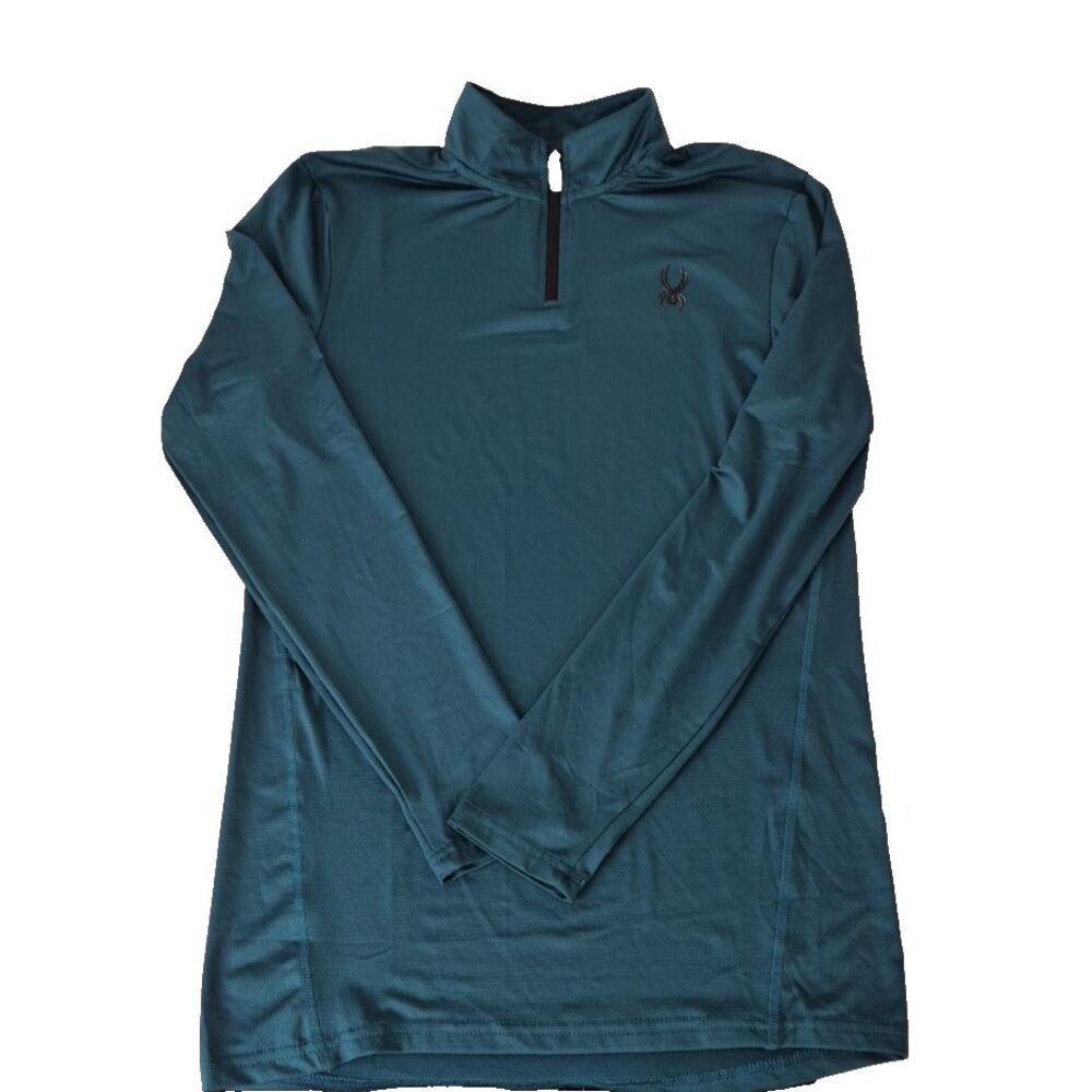 Spyder Active Shirt Mens M Teal 1/4 Zip ProW B Performance Slim Fit Workout NWOT